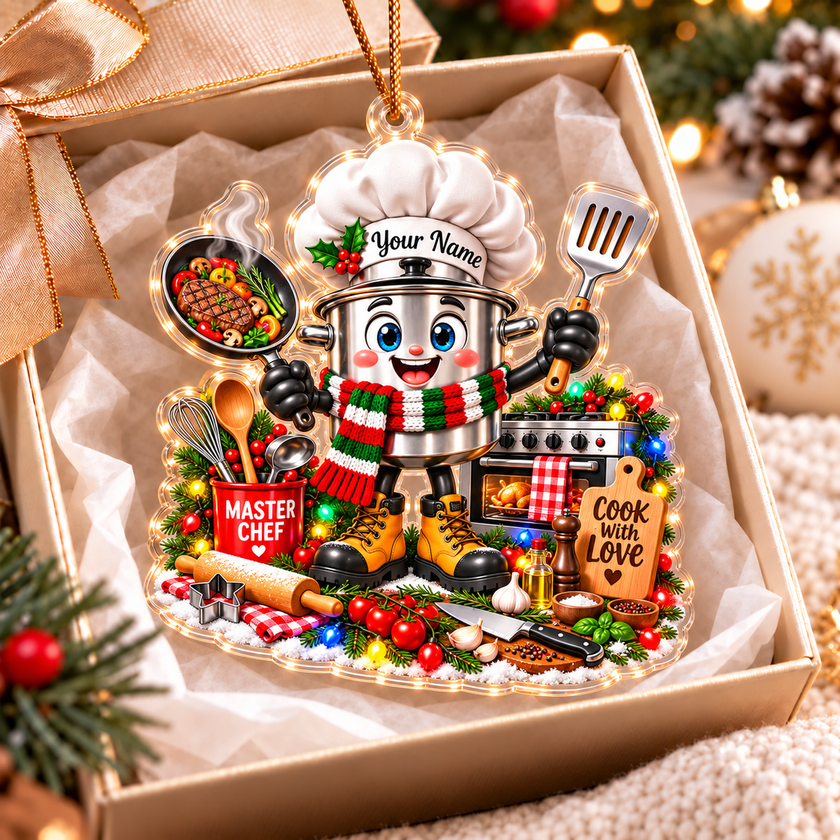 Chef Home Decor, Christmas Ornament, Personalized Ornament