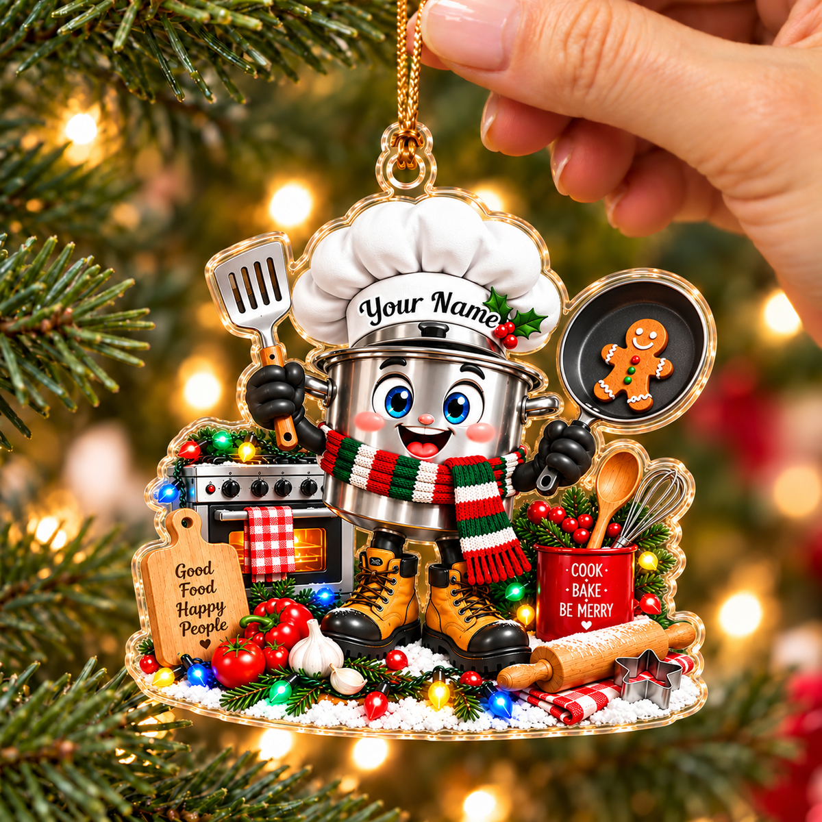 Chef Home Decor, Christmas Ornament, Personalized Ornament