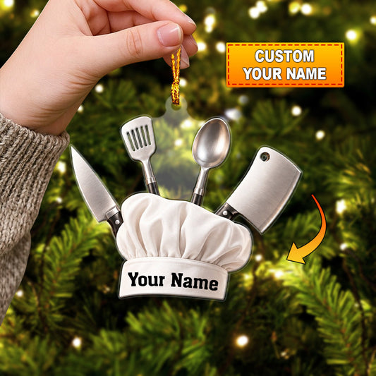 Chef Home Decor, Christmas Ornament, Personalized Ornament