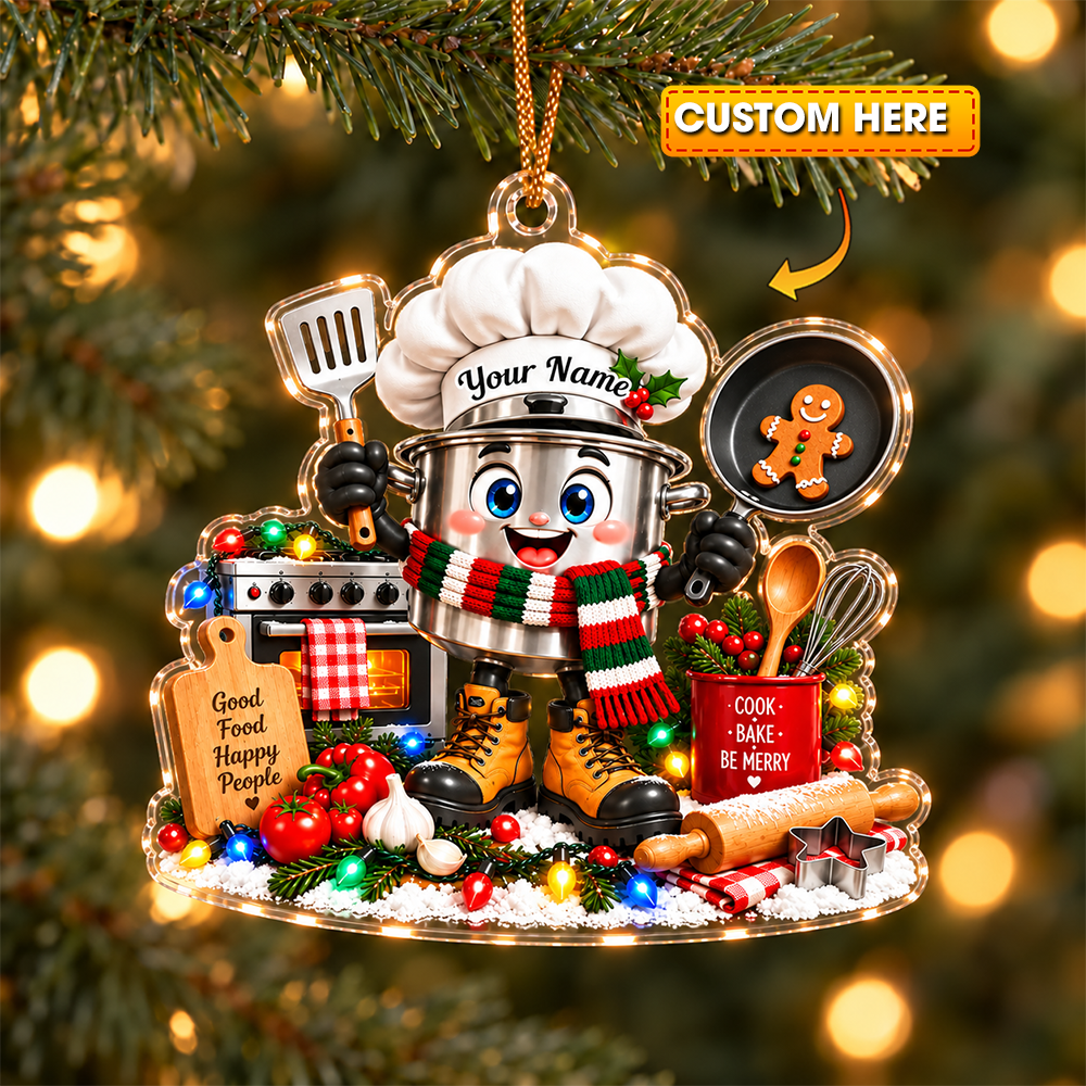 Chef Home Decor, Christmas Ornament, Personalized Ornament