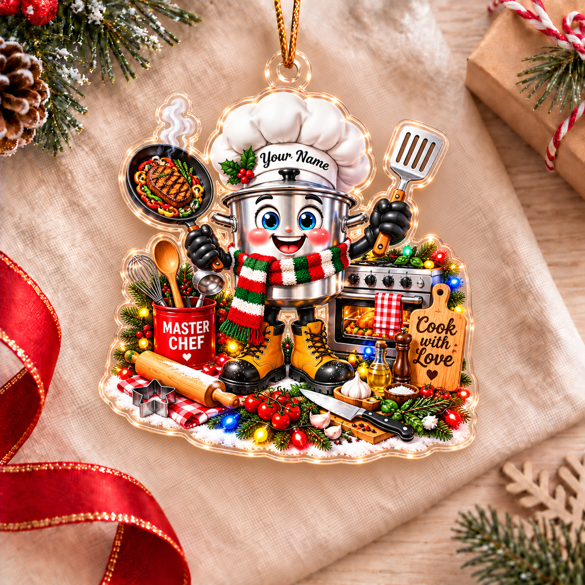 Chef Home Decor, Christmas Ornament, Personalized Ornament