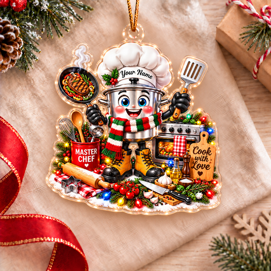 Chef Home Decor, Christmas Ornament, Personalized Ornament