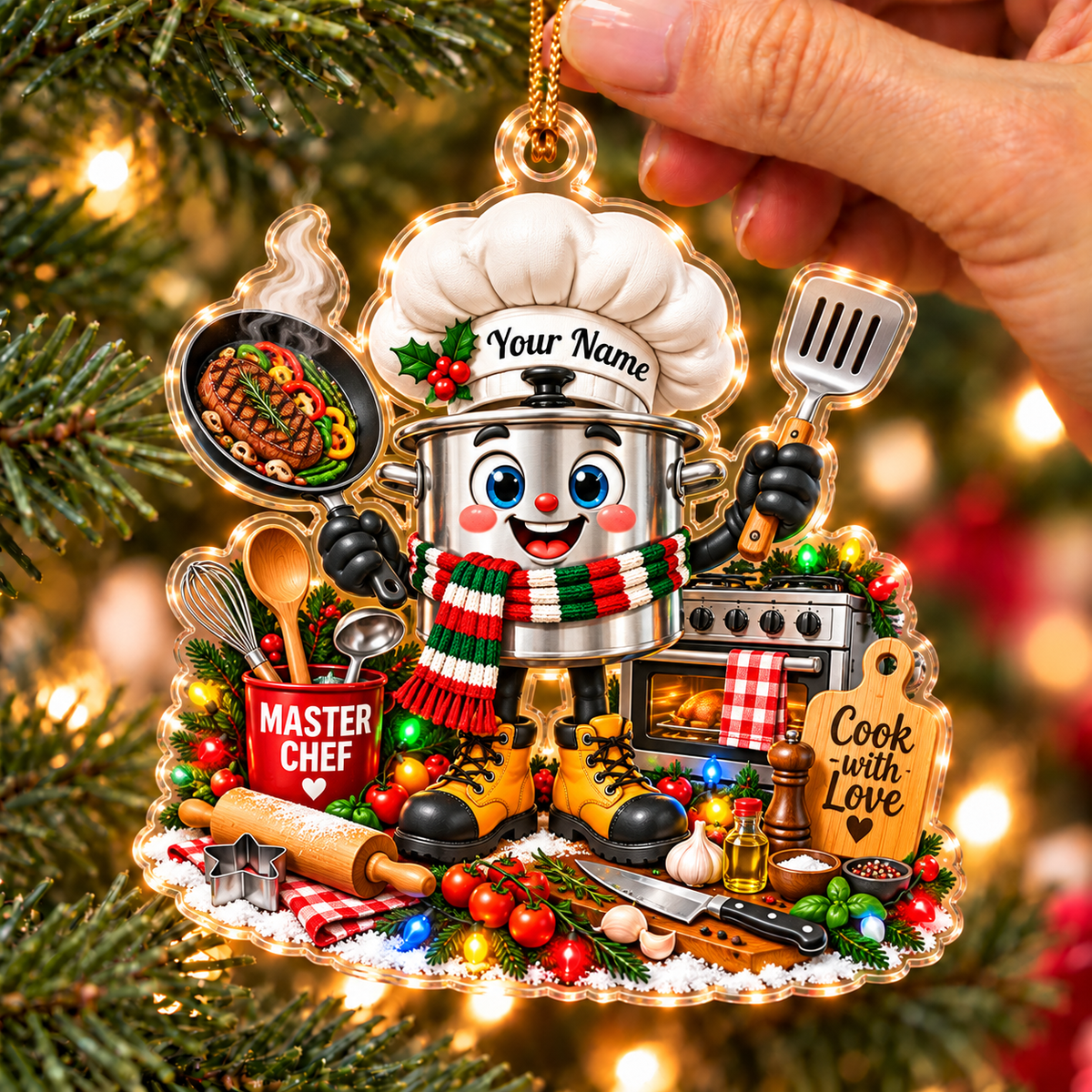 Chef Home Decor, Christmas Ornament, Personalized Ornament