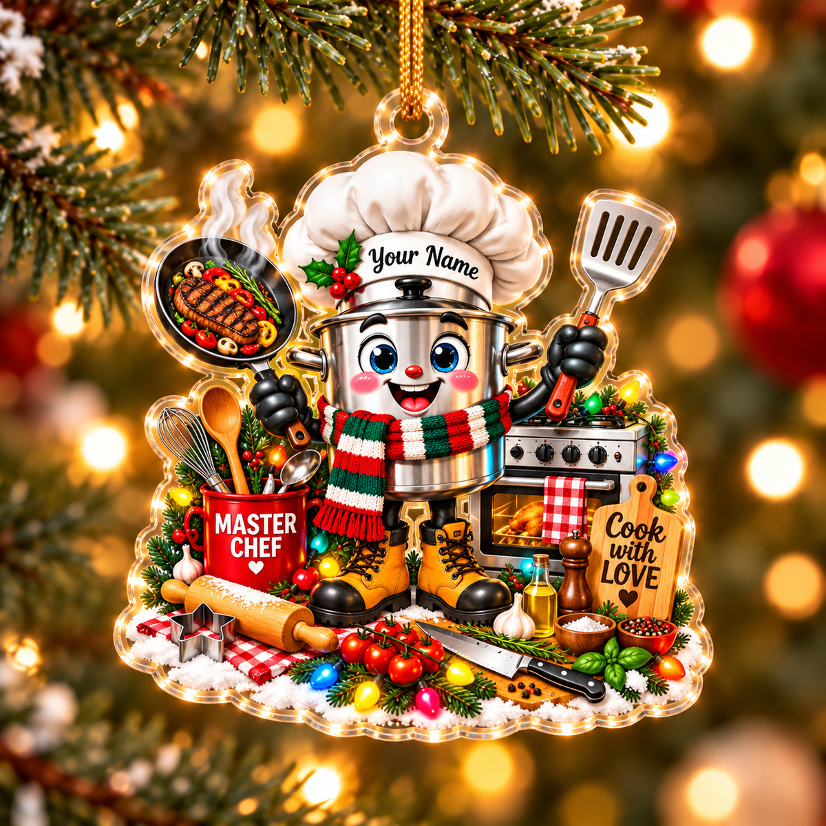 Chef Home Decor, Christmas Ornament, Personalized Ornament
