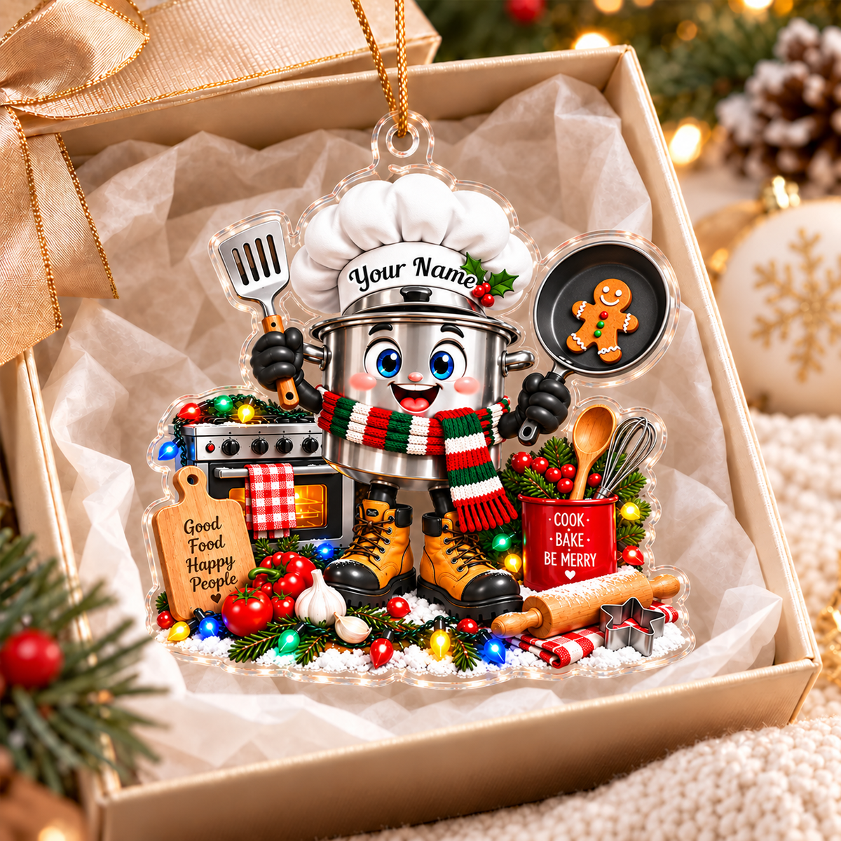 Chef Home Decor, Christmas Ornament, Personalized Ornament