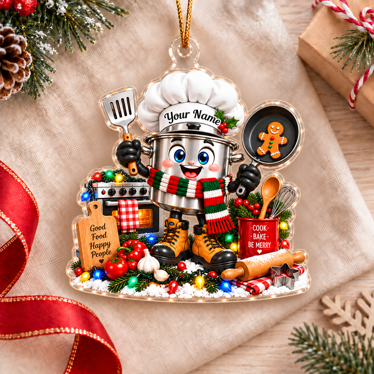 Chef Home Decor, Christmas Ornament, Personalized Ornament
