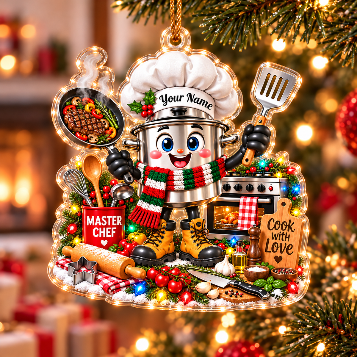 Chef Home Decor, Christmas Ornament, Personalized Ornament