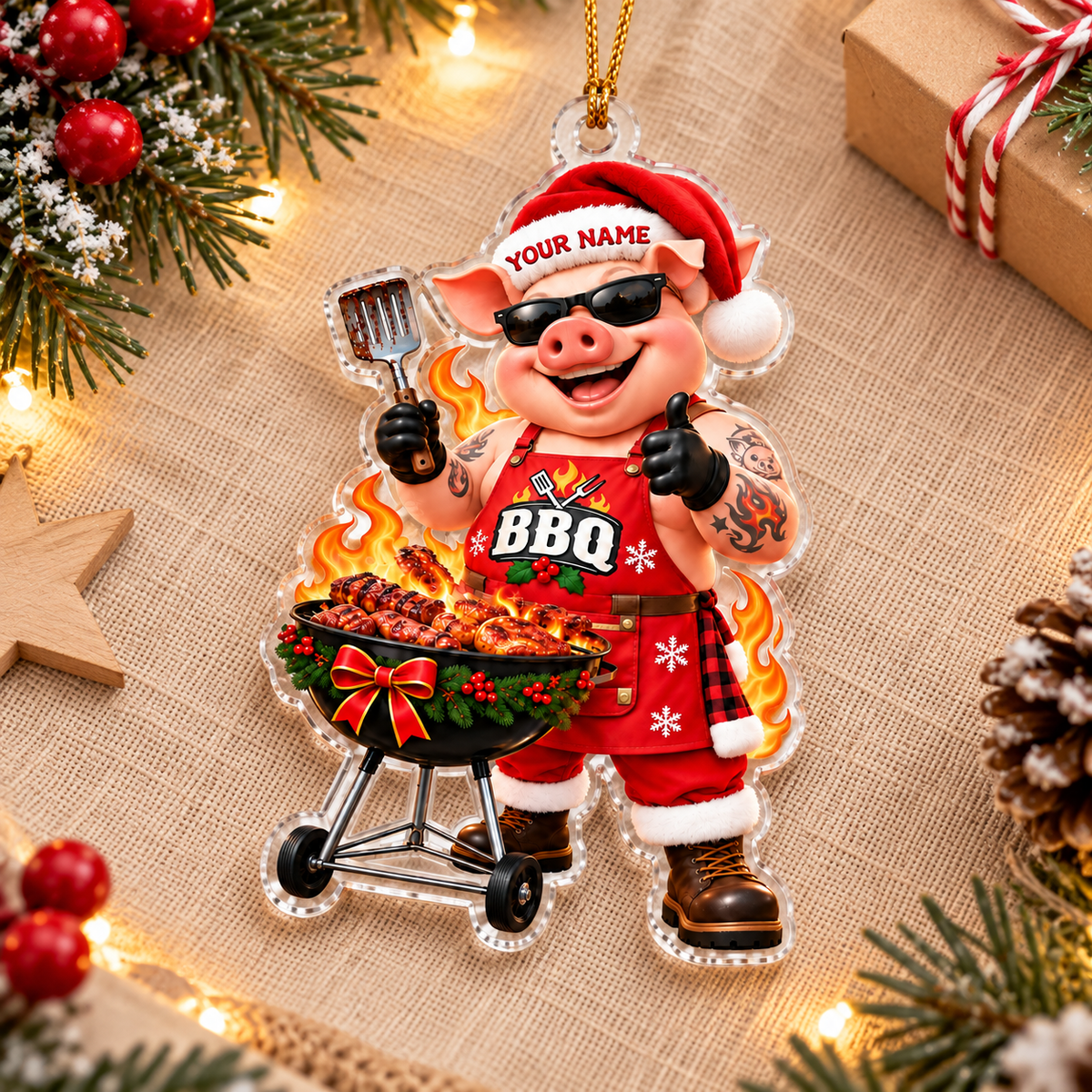 BBQ Home Decor, Christmas Ornament, Personalized Ornament